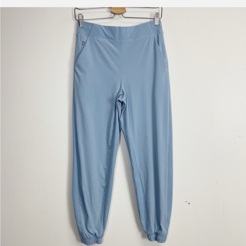 Athleta Pants Brooklyn Heights Joggers Womens Size 10 Blue Ankle Pocket Zippers